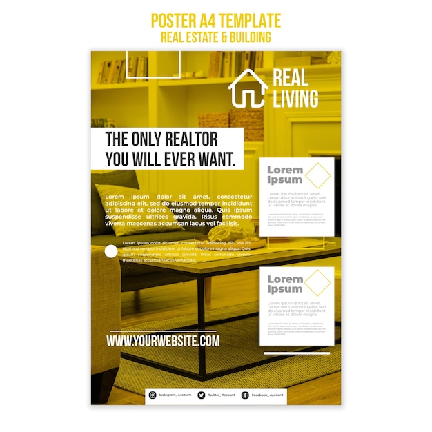 Free PSD vertical poster template for real estate and building