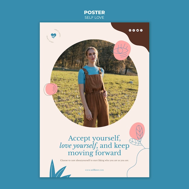 Free PSD vertical poster template for self-love and  acceptance