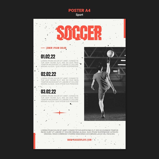 Free PSD vertical poster template for soccer with female player