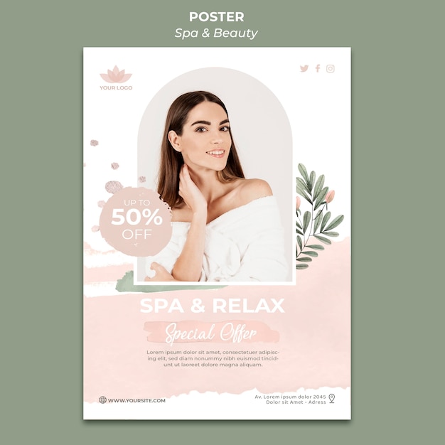 Free PSD vertical poster template for spa and relaxation