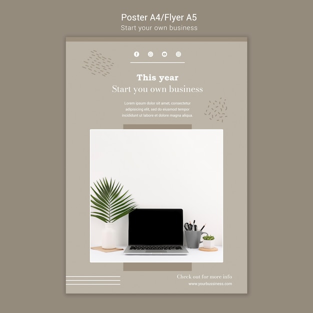 Free PSD vertical poster template for starting own business