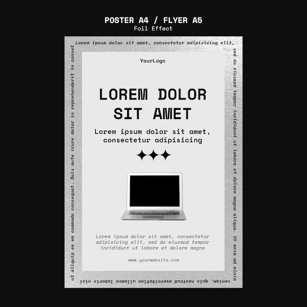 Free PSD vertical poster template for technology with foil effect