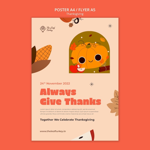 Vertical poster template for thanksgiving celebration