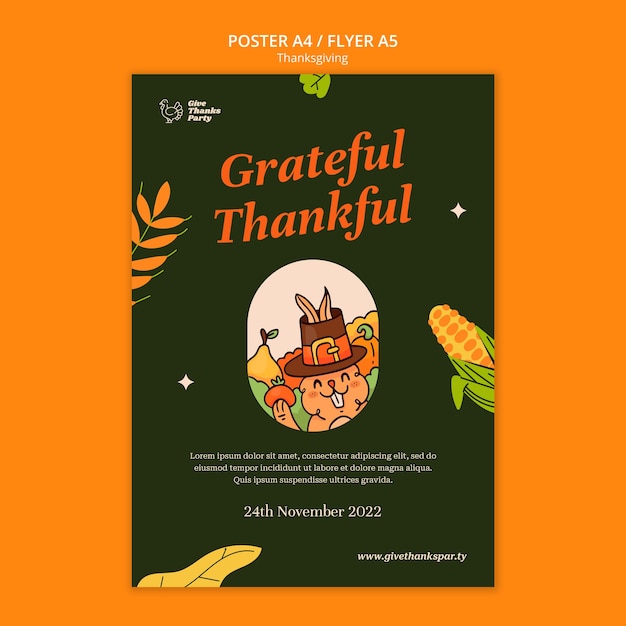 Free PSD vertical poster template for thanksgiving celebration