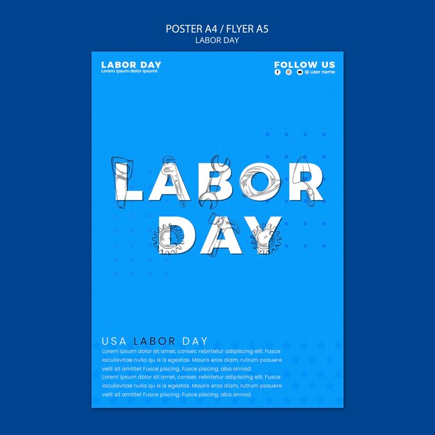 Vertical poster template for us labor day celebration