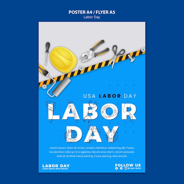 Free PSD vertical poster template for us labor day celebration