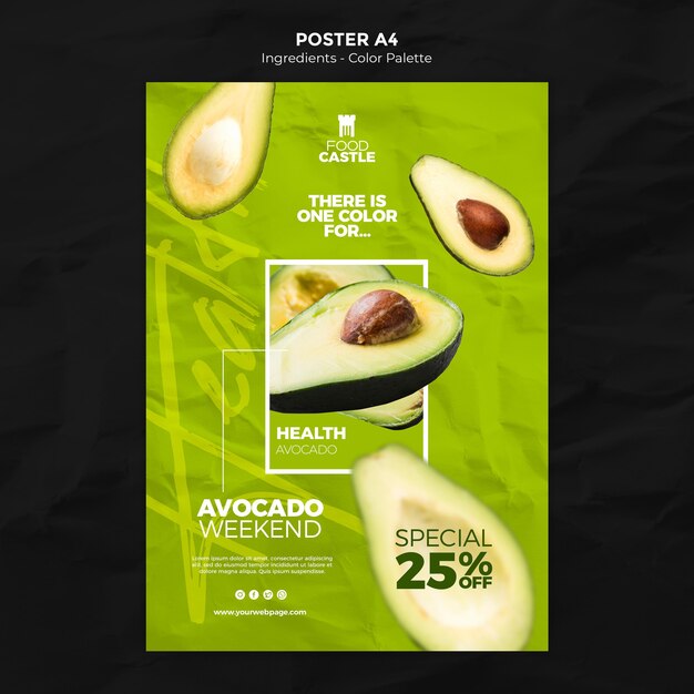 Vertical poster template with avocado