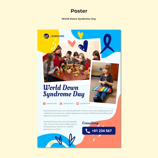 Vertical poster template for world down syndrome day