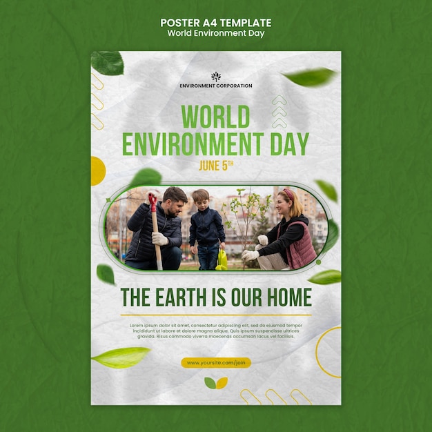 Free PSD vertical poster template for world environment day celebration