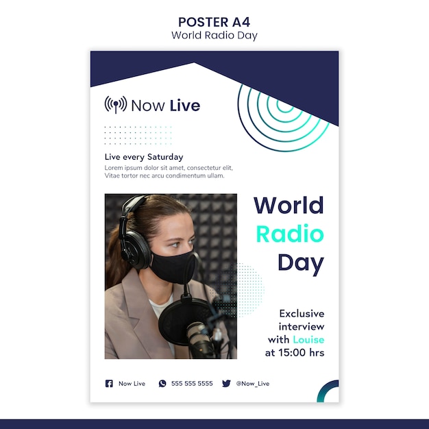 Vertical poster template for world radio day