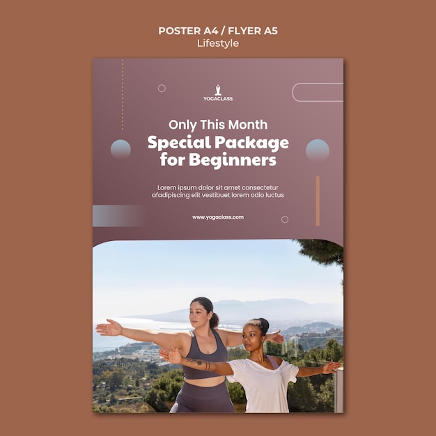 Free PSD vertical poster template for yoga practice and exercise