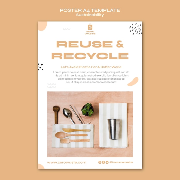 Free PSD vertical poster template for zero waste lifestyle