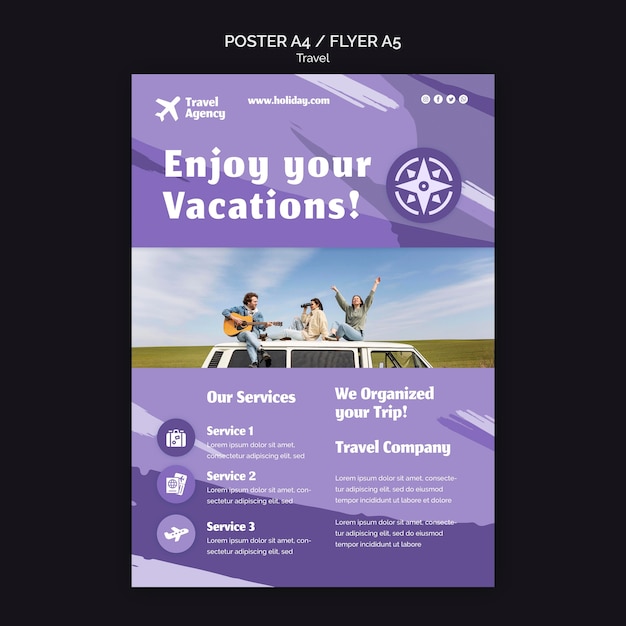 Free PSD vertical poster for travel agency