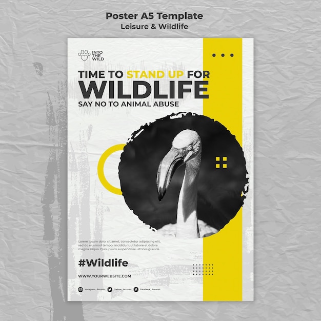 Free PSD vertical poster for wildlife and environment protection