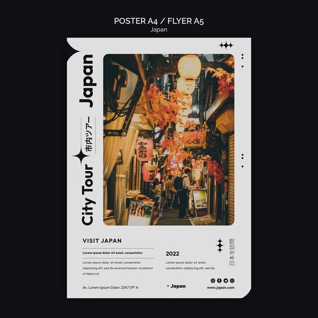 Vertical poster with japanese city tour