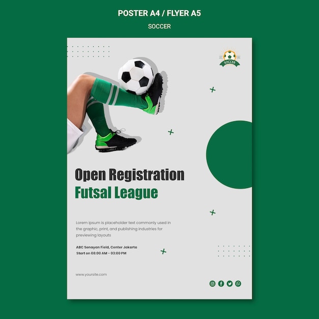 Free PSD vertical poster for women's football league