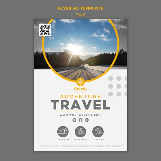 Free PSD vertical travel flyer template with nature landscape