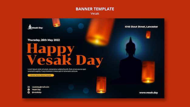 Vesak day horizontal banner template