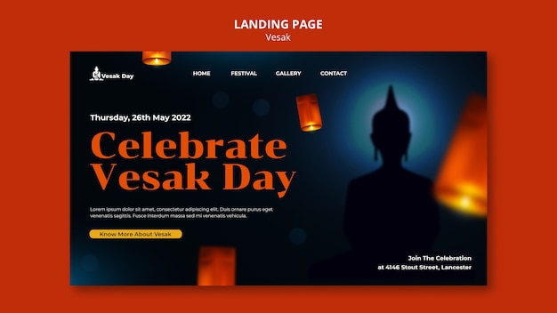 Vesak day landing page template