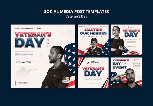 Free PSD veteran's day celebration  instagram posts