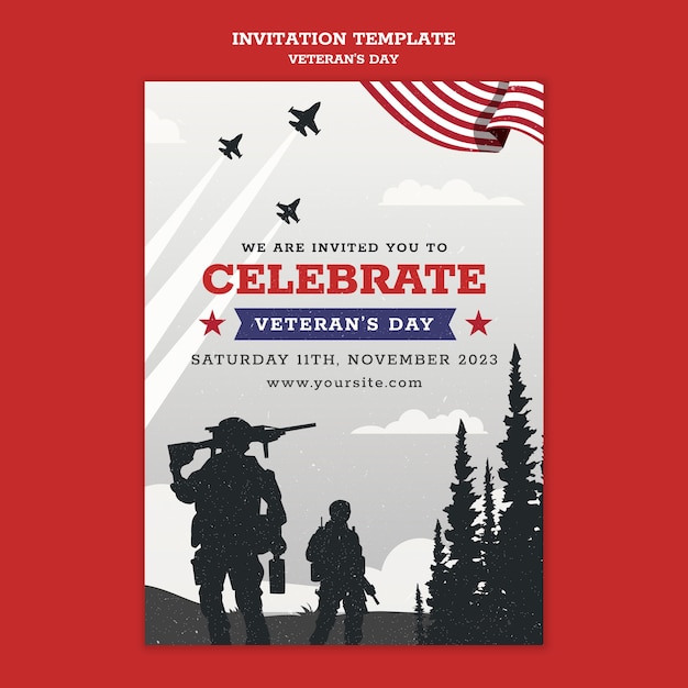 Free PSD veterans day celebration invitation template