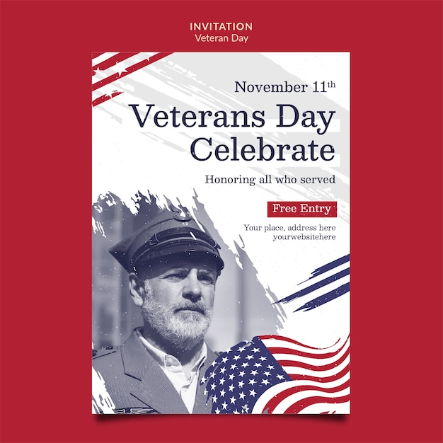 Free PSD veterans day celebration invitation template