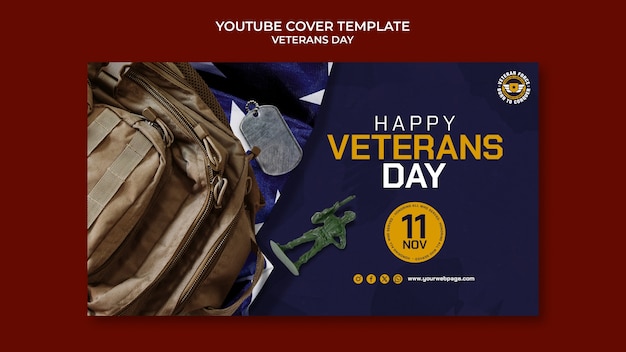 Free PSD veterans day celebration youtube cover template