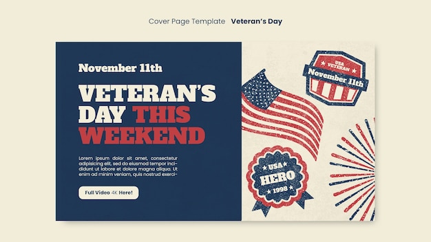 Free PSD veterans day celebration youtube cover template