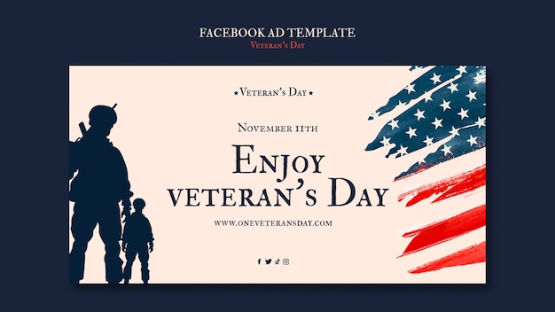 Veterans day commemoration facebook template