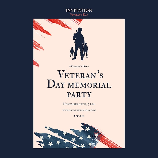 Free PSD veterans day commemoration invitation