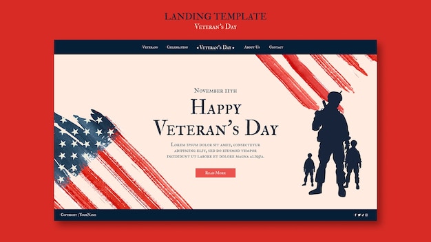 Free PSD veterans day commemoration web template