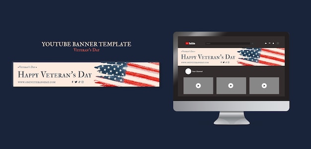 Free PSD veterans day commemoration youtube banner