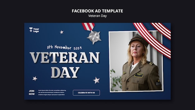 Free PSD veterans day template design