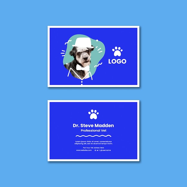 Free PSD veterinary clinic horizontal business card template