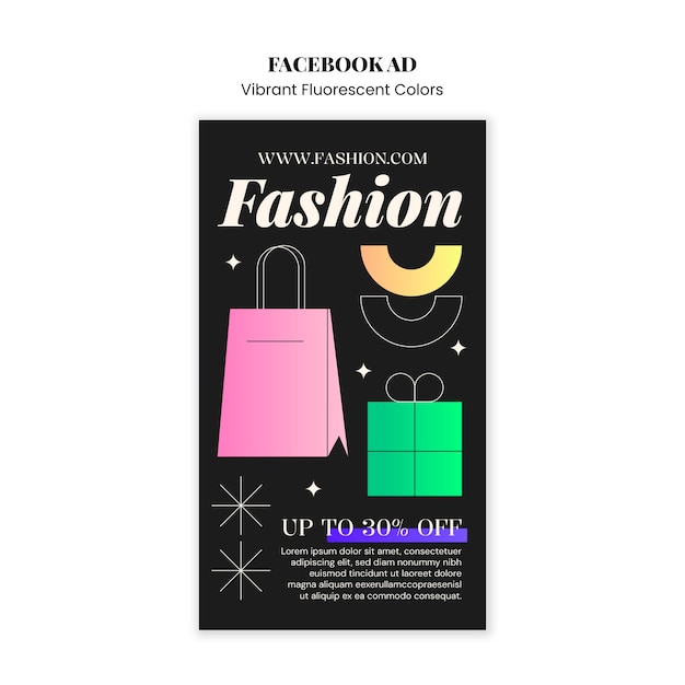 Free PSD vibrant fluorescent colors fashion template