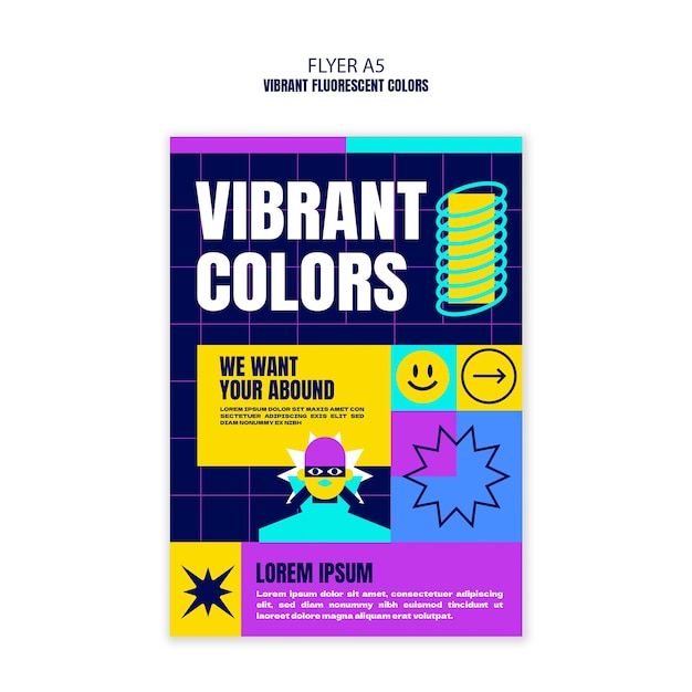 Vibrant fluorescent colors template design