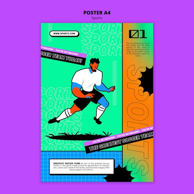 Free PSD vibrant illustration football poster template