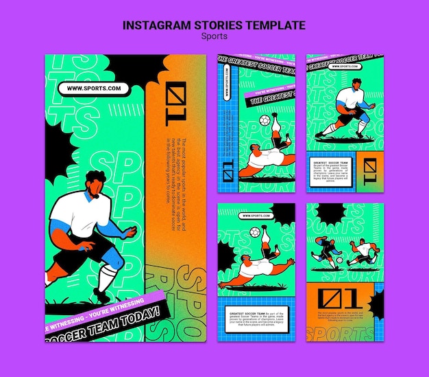 Free PSD vibrant illustration football template instagram story