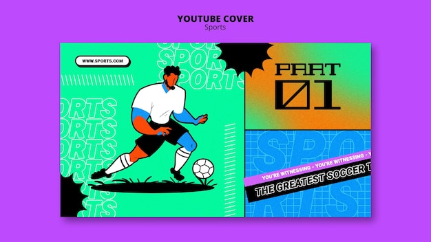 Free PSD vibrant illustration football template youtube cover