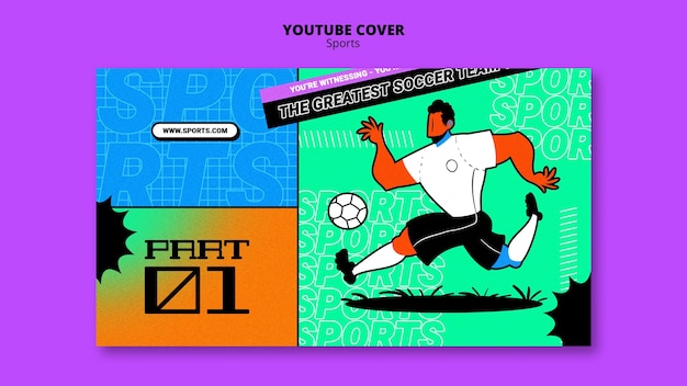 Free PSD vibrant illustration football template youtube cover