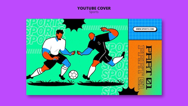 Free PSD vibrant illustration football template youtube cover