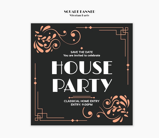 Free PSD victorian party template design