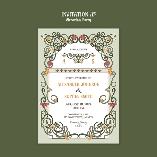 Free PSD victorian party template design