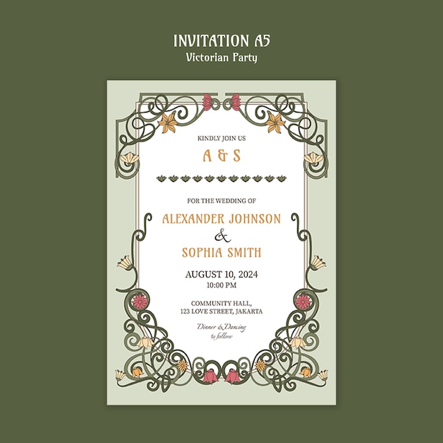 Free PSD victorian party template design