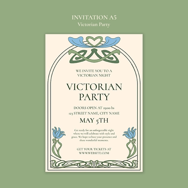 Free PSD victorian party template design