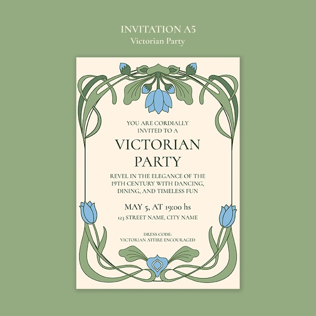 Free PSD victorian party template design