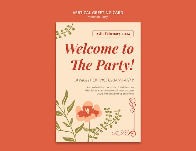 Victorian party thank you card template design