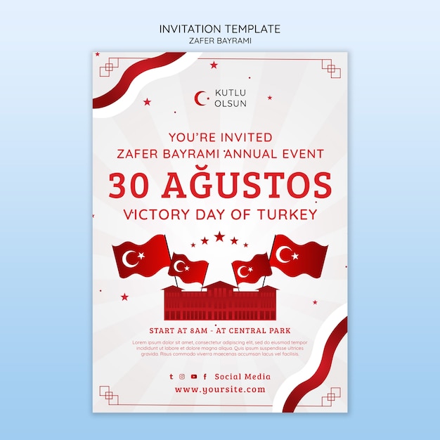 Free PSD victory day celebration invitation template