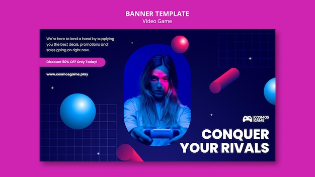 Free PSD video game banner template