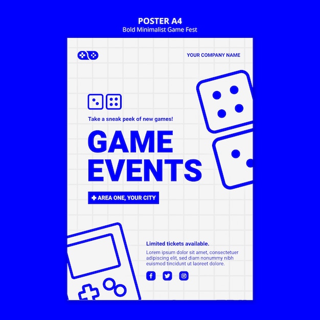 Free PSD video games jam fest poster template